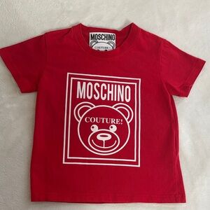 Moschino Kids Red Tee with White Teddy Logo